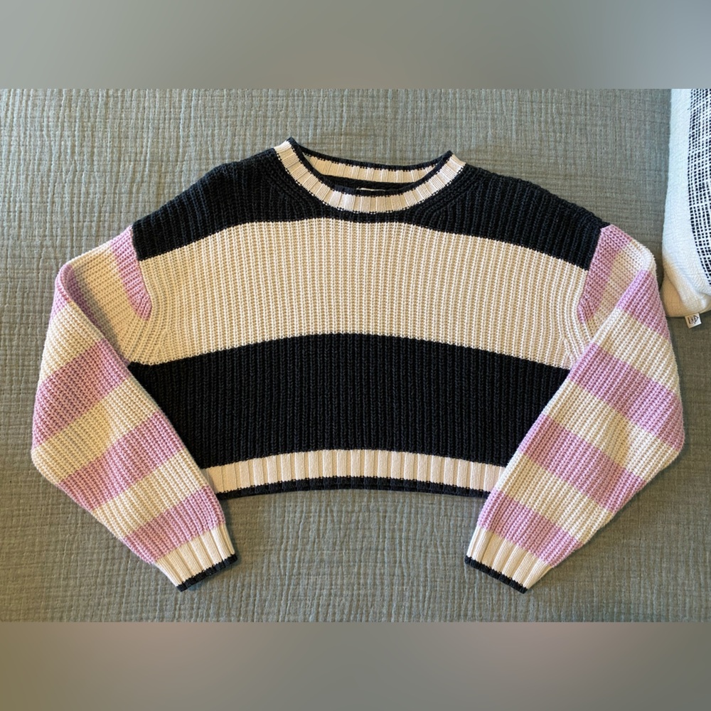 AEO Cropped Striped Knit Sweater